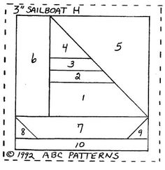 the diagram shows how to make a sail boat with three sails and numbers on each side