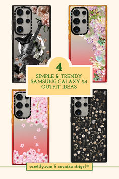 four cases with flowers on them and the text, 4 simple & trendy savvy