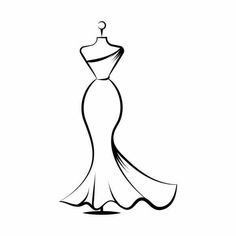 a line drawing of a dress on a mannequin