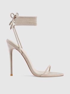 Barely There Lace Up Heel - Nude – Femme LA Vegan Heels, Nude Heels, 5 Inch Heels, Hailey Bieber, Lace Up Heels, Boot Sandals, Stiletto Heel, Leather Material, Shoe Collection