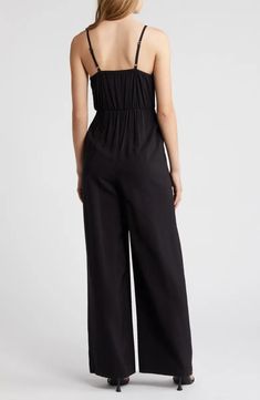 Chelsea28 Side Tie Wide Leg Jumpsuit | Nordstrom Sleeveless Jumpsuits, Wide Leg Jumpsuit, Black Jumpsuit, Design Portfolio, Portfolio Design, Adjustable Straps, Wide Leg, Jumpsuit, Top Brands