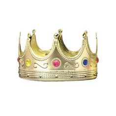 Manufacturer Part Number: FM-25136 The perfect crown fit for a King! This regal crown includes multi-colored stones around the crown (yellow, red, and green - colors may vary). Crown has foam inner lining for a comfortable fit. Six point crown perfect for any ball! Plastic gold crown. NOTE: Expedited delivery is not available. Size: NS. Carnival Accessories, King Queen Prince Princess, Prince Costume, King Costume, Popular Costumes, Headpiece Accessories, King Crown, Royal King, Kings Crown