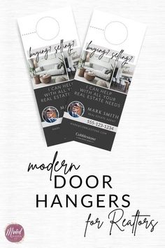 two door hangers for realtors with the text modern door hangers for realtors