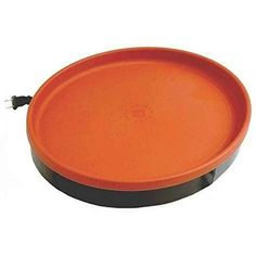 an orange plastic plate with black trim on the rim is shown in front of a white background