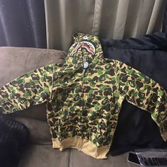 Brand New Bape Hoodie Full Zip Size Small Bought For Son Never Worn Too Small Free Shipping Camouflage Long Sleeve Hoodie For Streetwear, Camouflage Long Sleeve Sweatshirt For Streetwear, Long Sleeve Camouflage Hoodie For Streetwear, Urban Camouflage Hooded Hoodie, Urban Camouflage Long Sleeve Hoodie, Camouflage Long Sleeve Sweatshirt With Adjustable Hood, Bape Clothing, Bape Outfits, Bape Hoodie