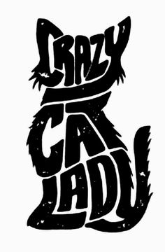 the word crazy cat dad written in black ink on a white background with an animal's head