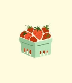 a green box filled with lots of strawberries