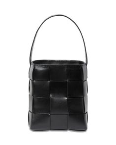 Loeffler Randall Laith Woven Leather Bucket Bag Designer Black Square Bucket Bag, Black Square Bucket Bag For Evening, Formal Black Rectangular Bucket Bag, Leather Weaving, Loeffler Randall, Leather Bucket Bag, Leather Bucket, Bucket Bag, Bags Handbags