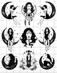 the twelve zodiac signs are depicted in black and white