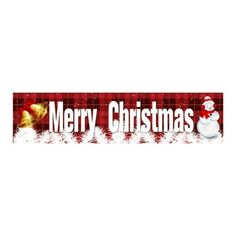 merry christmas banner with snowman and bells