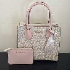 Brand New Michael Kors Handbag With Matching Card Case. Comes With Crossbody Strap. Michael Kors Bag And Wallet, Purses And Handbags Closet, Mala Michael Kors, Purse Gift Basket Michael Kors, Mc Purses Michael Kors, Pink Mk Bag, Pink Bags With Interior Card Slots For Everyday Use, Pink Wallet With Dust Bag For Travel, Designer Pink Wallets With Removable Pouch