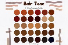 the hair tone chart is shown with different colors