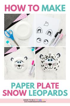 how to make paper plate snow leopards