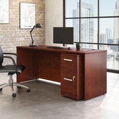 Small package, big punch -- The 72” desk with 2-drawer pedestal file cabinet bundle from the Affirm® collection offers a lot in a smaller bundle set. This 72” x 24” commercial desk is constructed with a durable, 1” thick top, and a resilient melamine top protection that is heat, stain, and scratch resistant. Your desk will be free of cord clutter with a cord management system with two desk top grommet holes. Adjustable levelers ensure that your commercial office desk will be level, stable, and aligned on the trickiest office terrain. The 2-drawer pedestal file cabinet comes fully assembled, with minimal hardware attachment required, so you can finish your office set-up quickly. Two locking file drawers with full extension slides holds letter or European size hanging files. This mobile file Desk Clutter, Business Desk, Office Works, Mobile Pedestal, Executive Office Desk, Mobile File Cabinet, Office Floor, Hanging Files, Cord Management