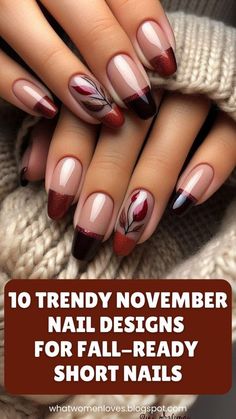 Short Nails For November, Fall Nails Glitter Accent, November Nails Fall Almond, November Gel Nails Designs, Gel Polish Fall Colors, November Nails Ideas 2024, November Nails Square, Short Square Fall Nails