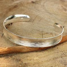 Sterling silver cuff bracelet, 'Luminosity' - Sterling Silver Cuff Handmade Copper Bracelet, Silver Bracelet Stack, Silver Cuff Ring, Silver Engraved Bracelet, Cuff Design, Bangle Jewelry, Silver Jewels, Sterling Silver Cuff Bracelet, Sterling Silver Cuff