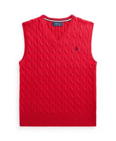 in stock Fall Cotton Crew Neck Sweater Vest, Cotton V-neck Sweater, Red V-neck Sweater Vest For Winter, Casual Fitted Cotton V-neck Sweater, Knitted Cotton V-neck Top, Red V-neck Sweater Vest For Spring, Winter Cotton V-neck Tops, Cotton V-neck Winter Tops, Cotton Cable Knit V-neck Sweater Vest