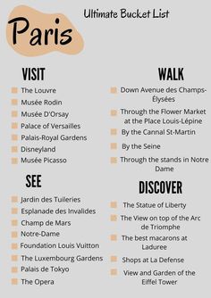 the ultimate bucket list for paris, including things to see and what to do in it