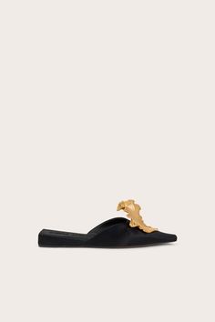 IRIS MULE - BLACK Elevated Home, Icon Clothing, Iris Flower, Evening Flats, Sandal Platform, Designer Slippers, Flat Mules, Swimming Bag, Iris Flowers