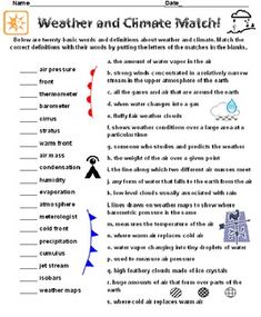 the weather and climate match worksheet