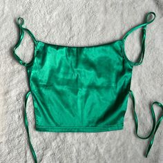 Never Worn, From A Boutique Green Satin Top For Summer, Green Satin Tops For Summer, Green Satin Summer Tops, Casual Green Satin Top, Crop Tank, Womens Tops, Tank Tops, Boutique, Full Service