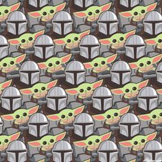 the baby yoda pattern is shown in grey, green and pink colors with an image of