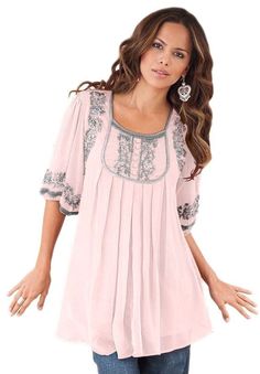 Plus Size Clothing - Fashion for Plus Size women at Roaman's - love the pink and gray together. Look Plus Size, Trendy Plus Size Clothing, Plus Size Womens Clothing, Trendy Plus Size, Curvy Fashion, Plus Size Clothing, Look Fashion, Size Clothing, Plus Size Dresses