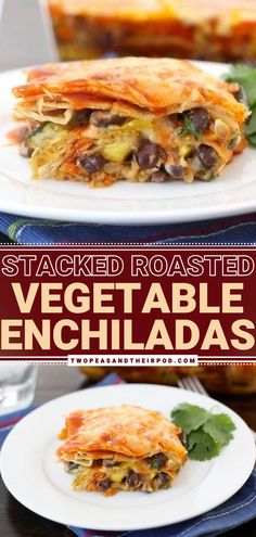 Stacked Roasted Vegetable Enchiladas Vegetarian Pregnancy, Stacked Enchiladas, Enchiladas Recipes, Latino Recipes, Pregnancy Recipes, Vegetable Enchiladas, Beans And Cheese, Veggie Enchiladas, Ww Ideas