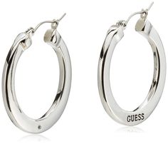 PRICES MAY VARY. Silver-tone hoop earrings featuring engraved logoing and click-top backings Imported Guess Logo, Gold Logo, Small Earrings, Clearance Sale, Stylish Accessories, Amazing Jewelry, Amazing Women, Women's Earrings, Silver Tone