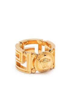 Medusa Head motif ring from VERSACE featuring gold-tone hardware, polished finish, engraved detail, Medusa Head motif, versace gold and brass. | Versace Medusa Head motif ring Versace Ring, Golden Rings, Hermes Bracelet, Versace Gold, Versace Jewelry, Vintage Versace, Juicy Couture Jewelry, Medusa Head, Versace Collection