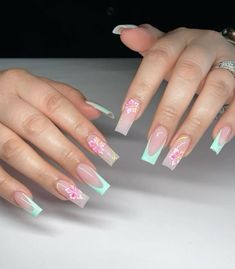 Double Liner, Vintage Nails, Unique Acrylic Nails, Pink Acrylic