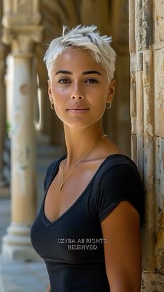 Short Pixie Thick Hair Over 50, Short Platinum Blonde Hair Pixie, Really Short Haircuts For Women, Shaved Pixie Cut Edgy, Grey Pixie Haircut, Female Buzzcut, Extremely Short Hair, Pixie Cut Shaved Sides, Fine Hair Pixie Cut