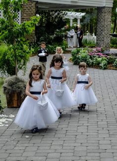 Satin Top Tulle Skirt Flower Girl Dress with/ Belt Designed by Ben Hub - Princessly Emerald And White Wedding, White Black Wedding, Designer Flower Girl Dresses, Kids Formal Dresses, Gay Wedding Photos, Black Formal Dresses, Full Gown, Tulle Flower Girl Dress, Lowcountry Wedding