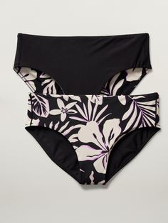 Athleta Girl Reversible Mid Rise Swim Bottom | Athleta Swim Bottoms, Mix And Match, At The Beach, Black Floral, Mid Rise, The Beach, Swimming, Clothes