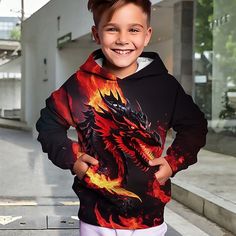 Season:Winter,Fall; Fabric:Polyester; Sleeve Length:Long Sleeve; Look After Me:Machine wash; Gender:Boys; Style:Designer,Fashion,Streetwear,Cool; Elasticity:Micro-elastic; Occasion:Daily,Casual,Outdoor; Kids Apparel:Pullover,Hoodie; Age Group:Kids; Fit Type:Regular Fit; Pattern:Animal,Dragon; Design:Pocket; Age:3-12 Years; Listing Date:09/07/2023; Bust:; Length:; Shoulder Width:null; Sleeve:; Print Type:3D Print Hooded Character Print Sweatshirt For Winter, Winter Long Sleeve Sweatshirt With Character Print, Hooded Cartoon Print Tops For Winter, Winter Fleece Tops With Character Print, Winter Character Print Fleece Tops, Winter Long Sleeve Sweater With Character Print, Casual Winter Sweater With Character Print, Winter Hoodie With Character Print, Winter Character Print Hoodie Top