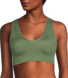 From VAN WINKLE & CO., this bralette features:Removable padsNo underwireBuilt up strapsPullover constructionNylon/spandexHand wash/line dryImported. Green Stretch Bra With Removable Pads, Stretch Bra With Removable Pads Made Of Elastane, Green Bra With Removable Pads, Low-cut Nylon Bra With Built-in Support, Low-cut Seamless Stretch Sports Bra, Seamless Stretch Low-cut Sports Bra, Seamless Low-cut Sports Bra, Green Bra With Integrated Support, No-show Stretch Shapewear Bra