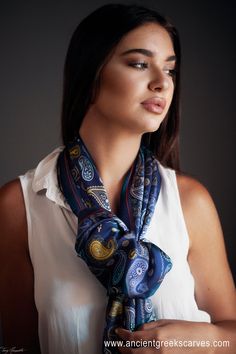 A handmade silk scarf in blue colors, the colors of Greece. Our scarves are made from 100% pure silk in the village of silk in Europe, is named Soufli. Here are our Product details: Fabric : Crepe Satin 16m/m Weight: 57gr Dimension : 45cm x170cm Print : Digital Finished : by hand * Gift box included Our silk products are handmade and printed. These scarves for women are 100% Pure Silk Woman Handmade Printed Scarf. We design and create in our factory located in Greece, Soufli. We ship all over th Blue Shawl Scarf For Gift, Traditional Blue Scarf As Gift, Handmade Silk Shawl Scarf, Bohemian Silk Scarves As Gifts, Handmade Traditional Silk Scarf, Bohemian Silk Scarves For Gifts, Elegant Blue Silk Shawl Scarf, Traditional Blue Silk Scarves, Traditional Blue Silk Scarf