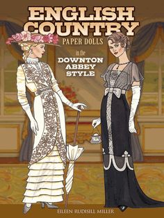 an image of two women in dresses and the words english country paper dolls written below