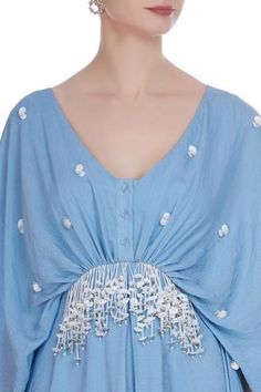 Shop for Babita Malkani Blue Draped Style Sequin Tassel Maxi Dress for Women Online at Aza Fashions Blue Kaftan, Blue Drapes, Kaftan Maxi Dress, Maxi Dress For Women, Dusky Blue, Summer Soiree, Maxi Dress Online, Maxi Dress Blue, Dress For Women