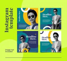 three square brochures with the image of a woman in sunglasses