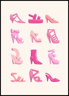 pink high heeled shoes are shown in this illustration, which is part of a series of stickers