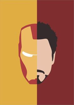 the face of iron man in two different colors