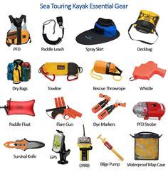 an image of various types of items that can be found in the sea touring kayak essential gear