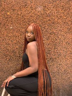 Medium Ginger Box Braids, Braids With Ginger Hair, Knotless Braids Ginger And Black, 2 Different Color Box Braids, Knotless Ginger Box Braids, Cinnamon Brown Hair Color On Black Women Braids, Ginger Black Braids, Black Ginger Hairstyles, Long Brown Braids For Black Women