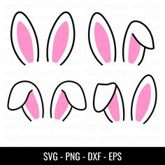 pink bunny ears cut files for svg and png