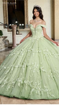 Quinceanera Dresses Mint Green, Princess And The Frog Quinceanera Theme Dress, Enchanted Forest Quinceanera Theme Dress, Sage Green Quinceanera Dresses, Tulle Applique, Black Ball Gown, Red Quinceanera Dresses