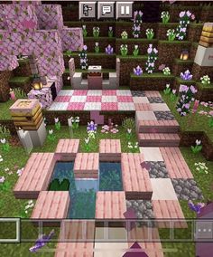 Minecraft Floral House, Pink Aesthetic Minecraft Builds, Heart Shaped Nether Portal Minecraft, Pink Minecraft House No Mods, Minecraft Date Builds, Pink Minecraft Aesthetic, Cute Houses Minecraft, Minecraft Date Ideas, Minecraft Couple Ideas