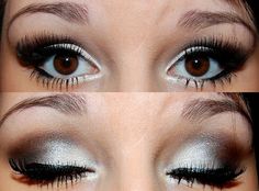 Silver Make Up Sposa, Smokey Eye For Brown Eyes, Prom Makeup, Pretty Eyes, Love Makeup, All Things Beauty