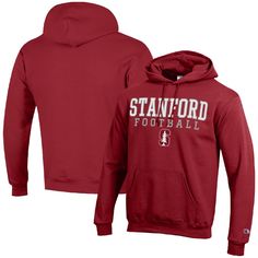 Stay heated up on Stanford Cardinal game day in this Football Stack hoodie. Made by Champion, it features team graphics printed on a blend of soft, durable fabrics. An adjustable hood and pouch pocket provide additional coverage when you wear this Stanford Cardinal pullover. Red Fan Gear Hoodie, Stanford Hoodie, Red Long Sleeve Hoodie For Fan Gear, Red Sports Hoodie With Pockets, Cardinals Game, Pocket Pouch, Pullover Hoodie, Football, Top Outfits