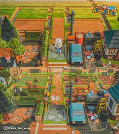 an image of a farm yard with animals and plants